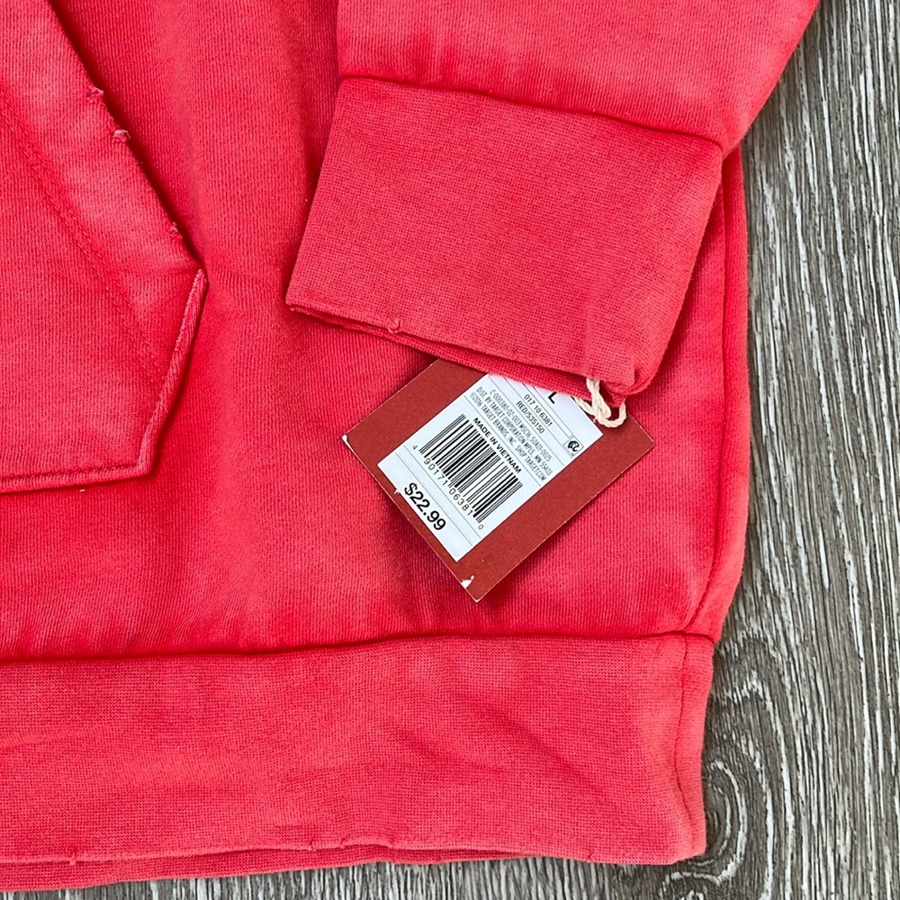 Mossimo Distressed Red Hooded Sweatshirt - Picture 5 of 8